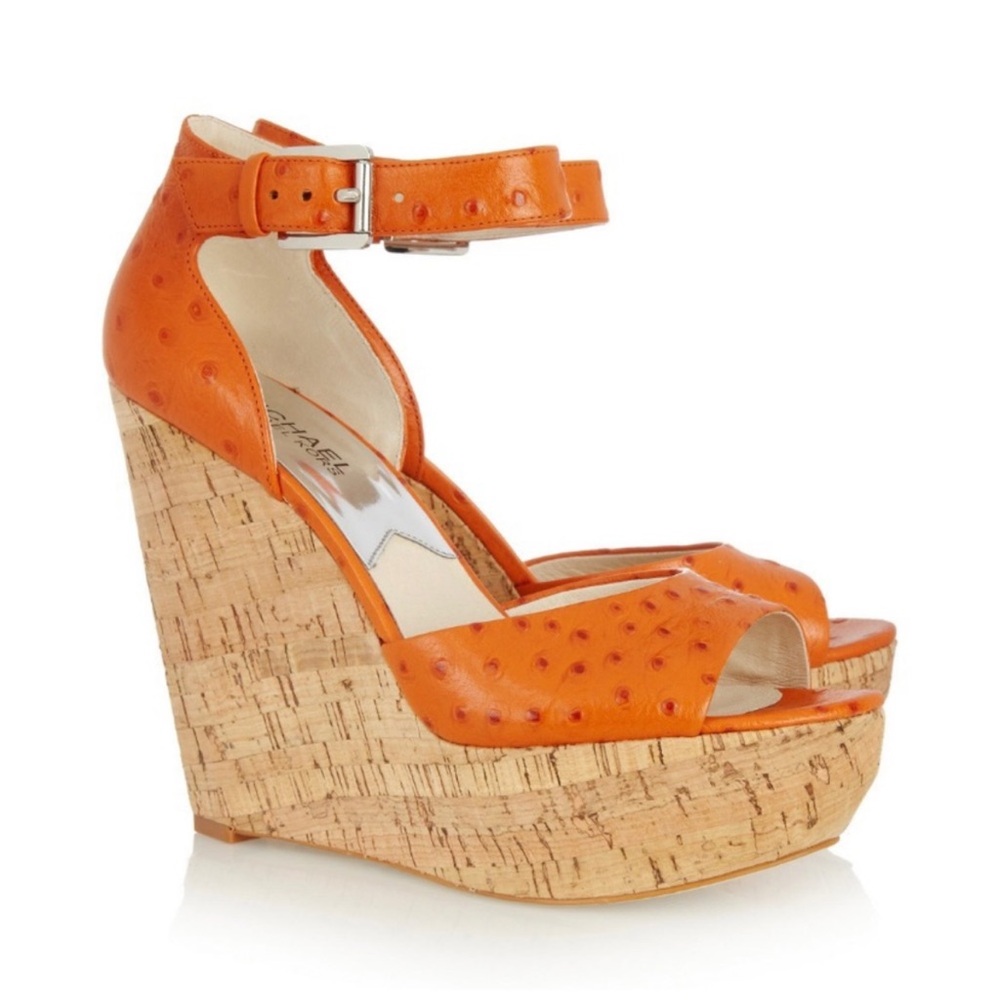 MICHAEL Michael Kors Ariana Ostrich Cork Wedge